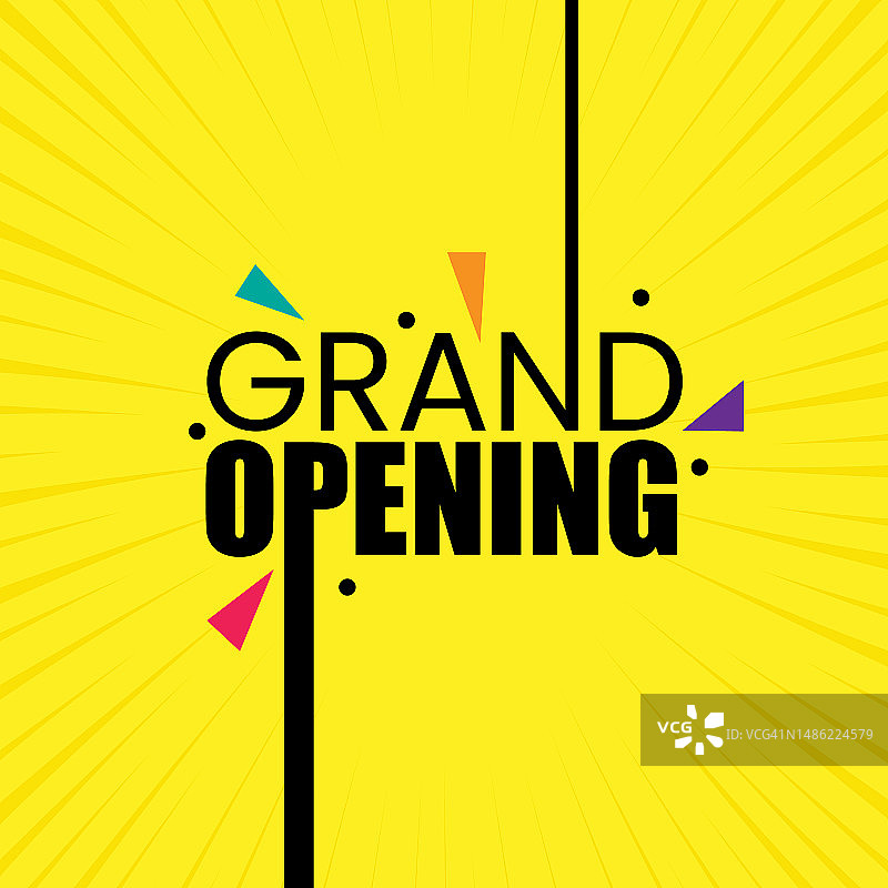 庆典元素黄色背景盛大开业banner设计，开业促销海报，盛大开业商业促销模板图片素材