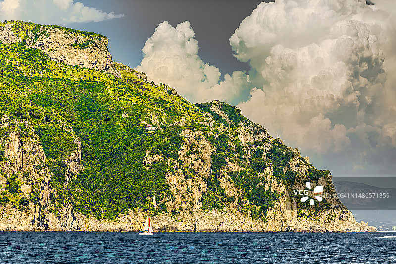 阿马尔菲海岸风光，意大利萨莱诺，夏季风光图片素材