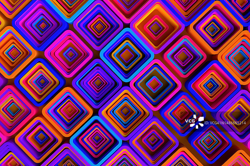 彩色嵌套正方形抽象设计图片素材