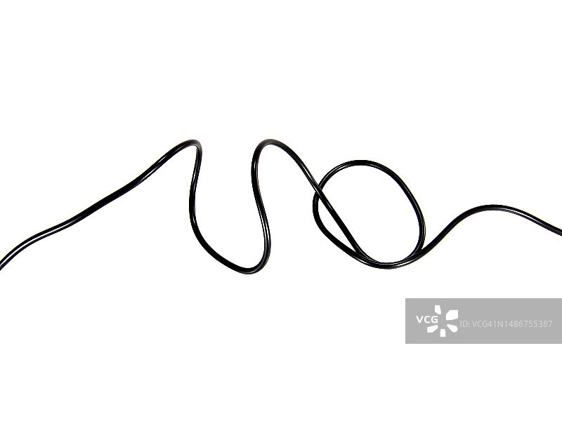 USB黑色电线和适配器，在白色背景上隔离，带剪切路径，电子连接器，选择焦点图片素材