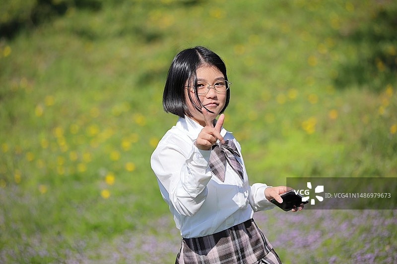 10岁女孩高中校服时尚Cosplay图片素材