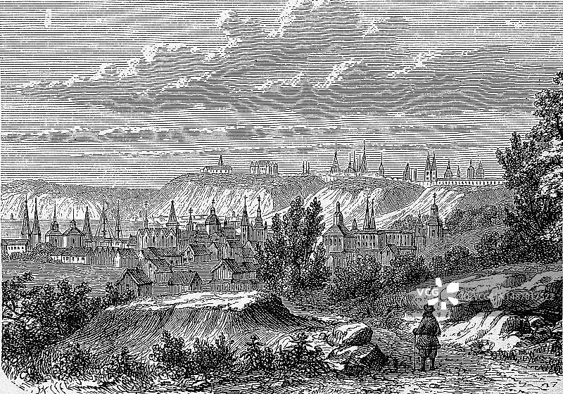 托博尔斯克：19世纪的俄罗斯小镇（秋明州，乌拉尔山脉以东）图片素材