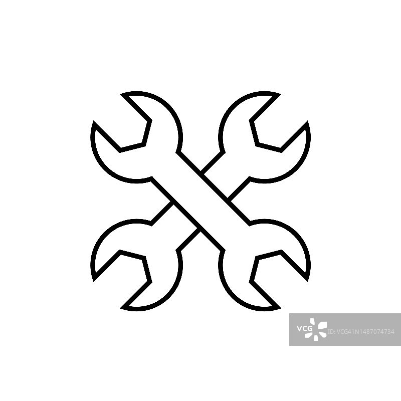 扳手线条图标，矢量标志图片素材