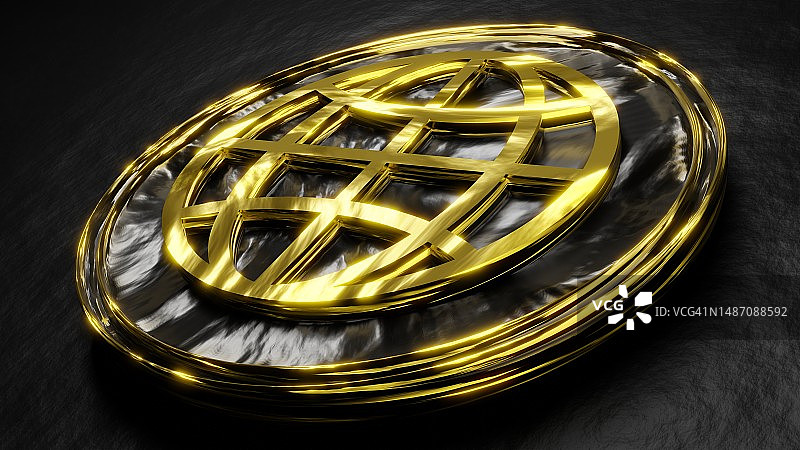 带有经纬线符号（地球）的通用硬币图片素材