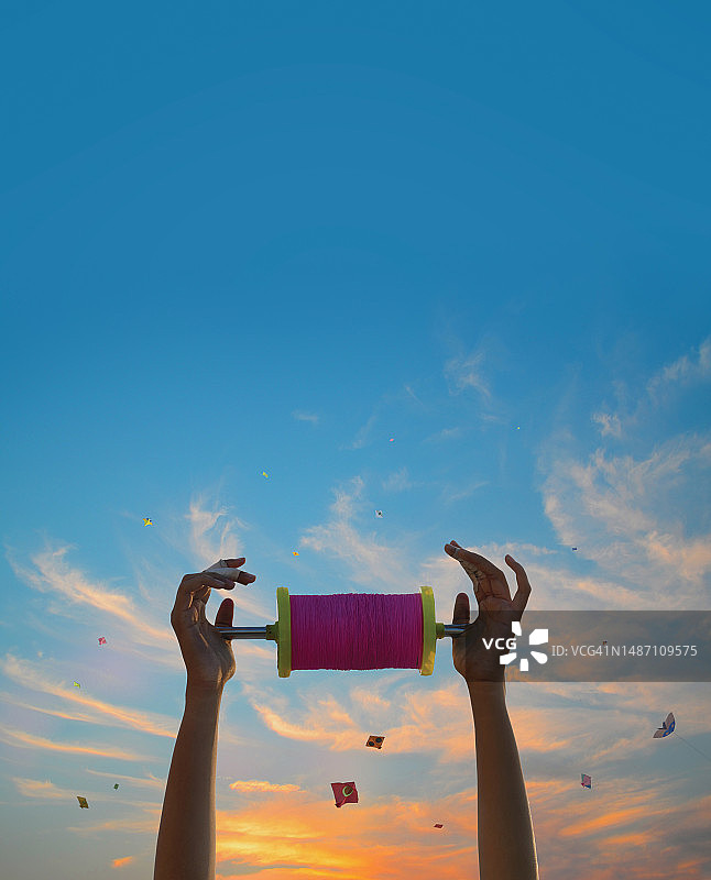 印度古吉拉特邦艾哈迈达巴德风筝节图片素材