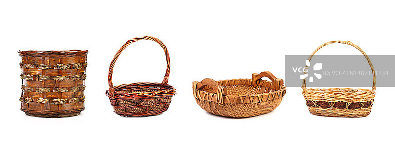 白色背景下的柳条筐特写，摩尔多瓦图片素材