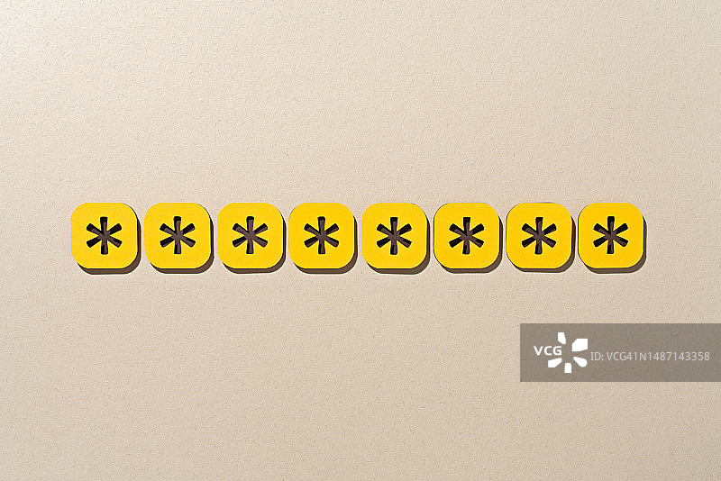 八位密码星号的纸工艺品，隐私概念图片素材