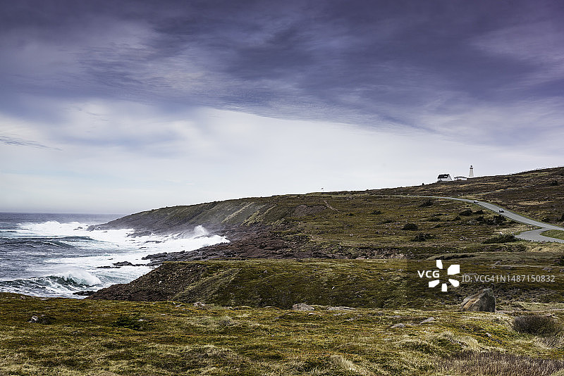纽芬兰和拉布拉多省斯皮尔角灯塔国家历史遗址的黑头路径图片素材
