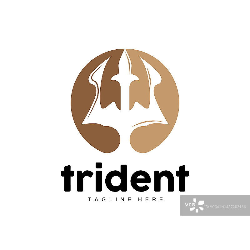 三叉戟Logo，优雅简约设计，宙斯武器矢量图，标志图标图片素材