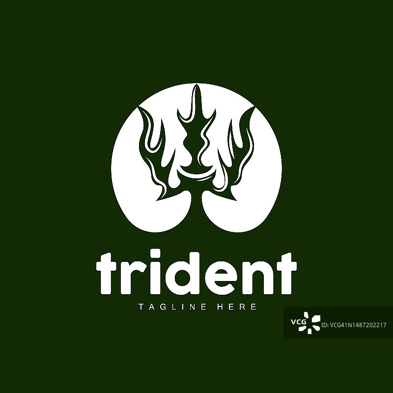 三叉戟Logo，优雅简约设计，宙斯武器矢量图，标志图标图片素材