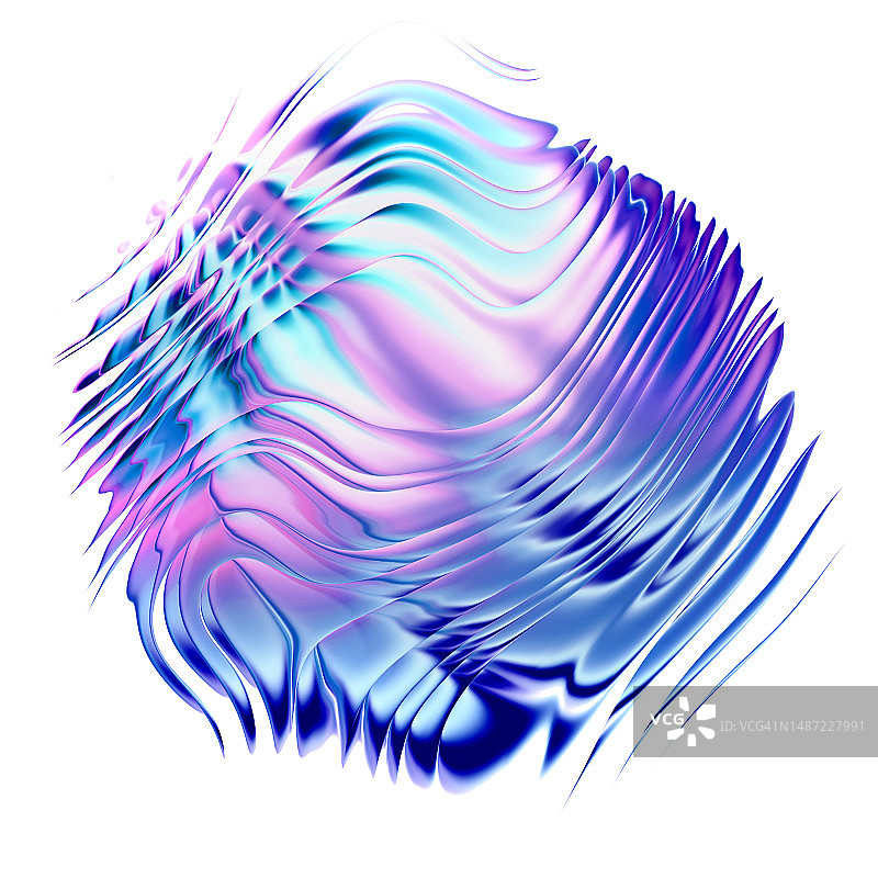 白色背景上抽象的蓝粉色霓虹漩涡波浪运动扭曲曲线形状图片素材