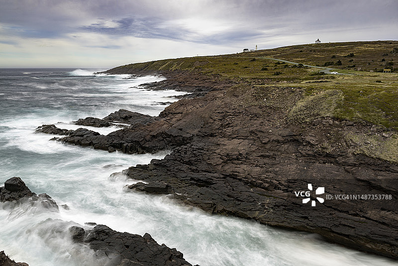 纽芬兰和拉布拉多省斯皮尔角灯塔国家历史遗址的黑头路径图片素材
