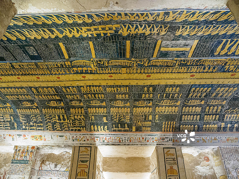 埃及卢克索帝王谷中拉美西斯五世和拉美西斯六世的陵墓KV9图片素材