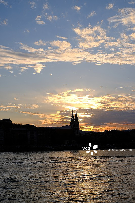 多瑙河日落景观图片素材