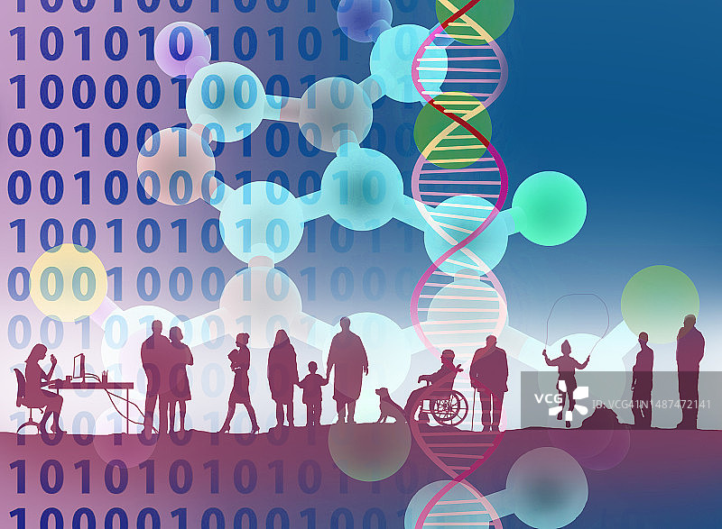 具有科学元素的多样化人群插画图片素材