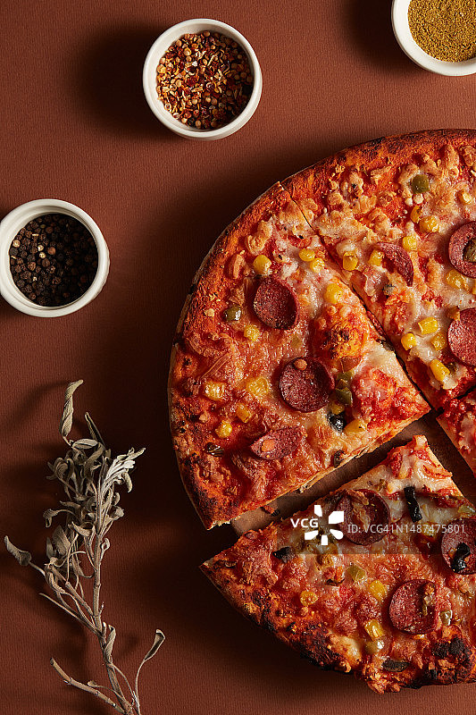 香草烤披萨图片素材