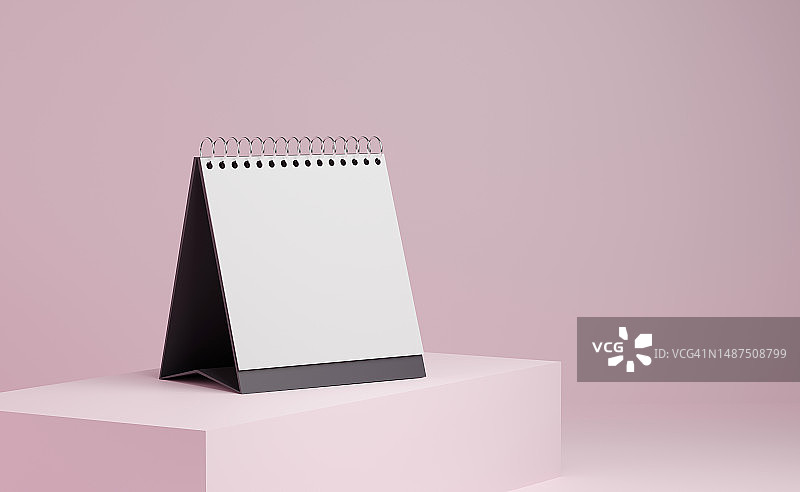 粉色背景空白日历3D渲染图片素材