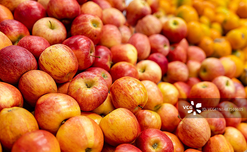 蔬菜店的苹果特写图片素材