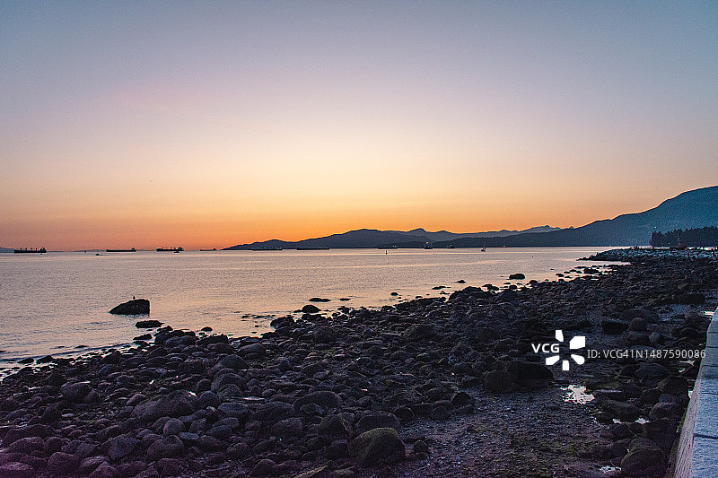 温哥华海岸日落图片素材
