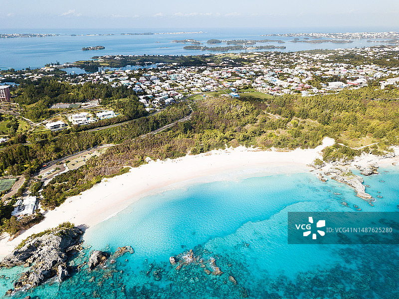 百慕大马蹄湾海滩航拍图片素材