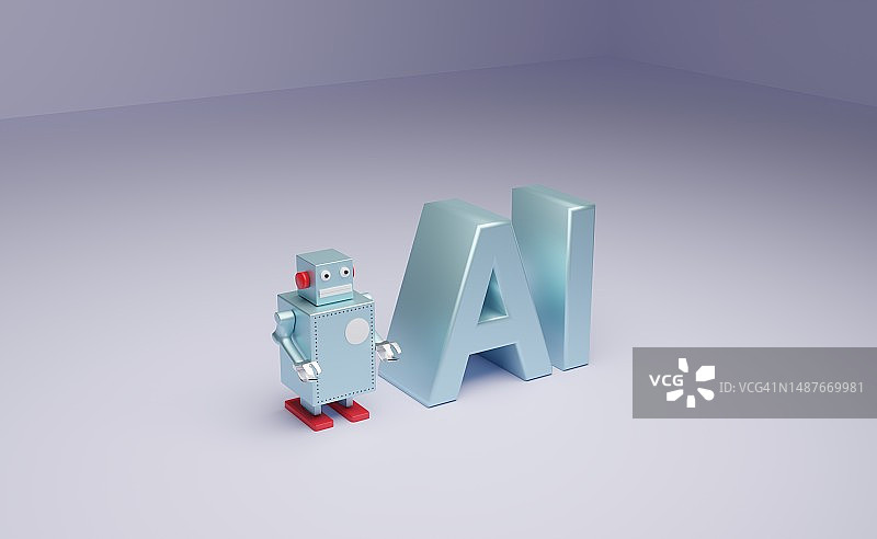 具有复制空间的AI聊天机器人概念，3D渲染图片素材