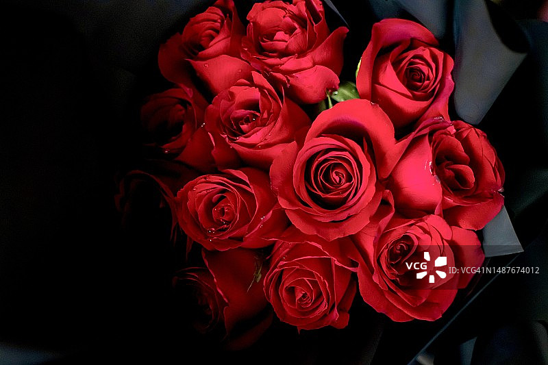 玫瑰花束特写图片素材