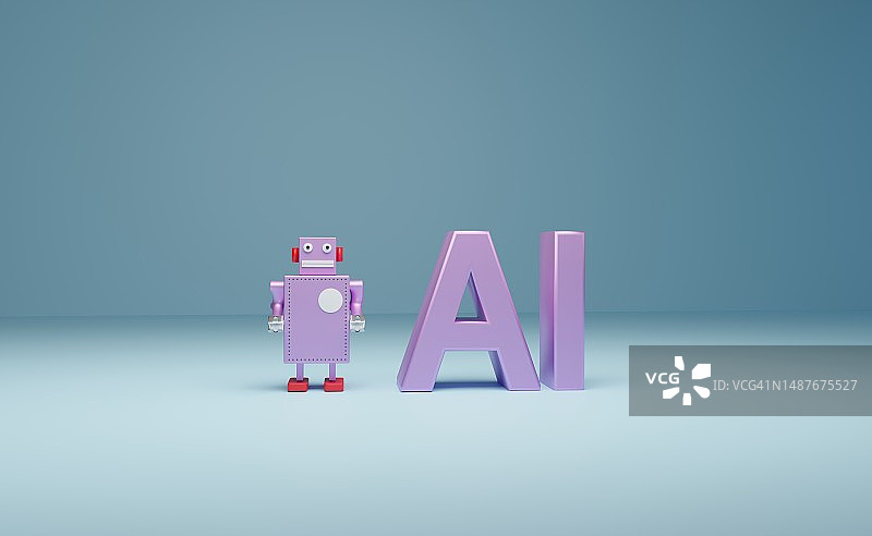 AI聊天机器人3D渲染图片素材