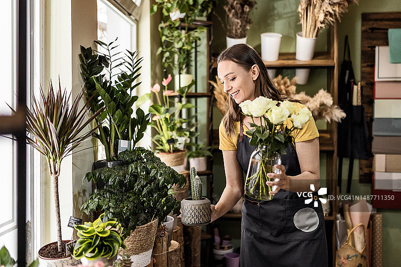 卖花小贩正在工作图片素材