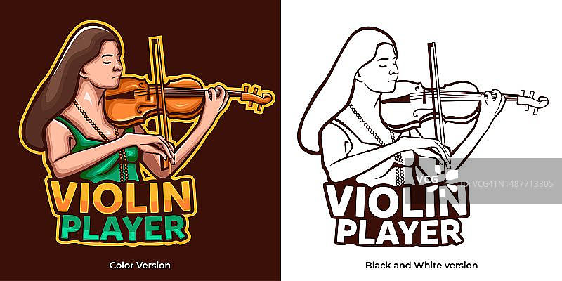 小提琴演奏者吉祥物标志矢量图图片素材