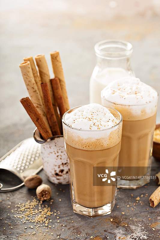 香料咖啡拿铁或卡布奇诺图片素材
