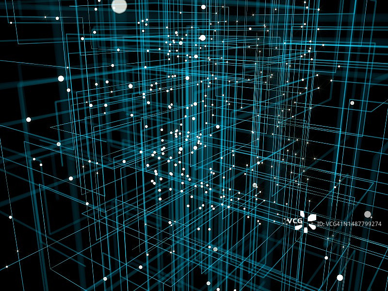 科技线条粒子背景插画，互联网概念图片素材