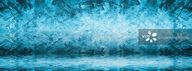 蓝色Grunge水泥圣诞背景与复古纹理工作室和陈列室混凝土banner图片素材