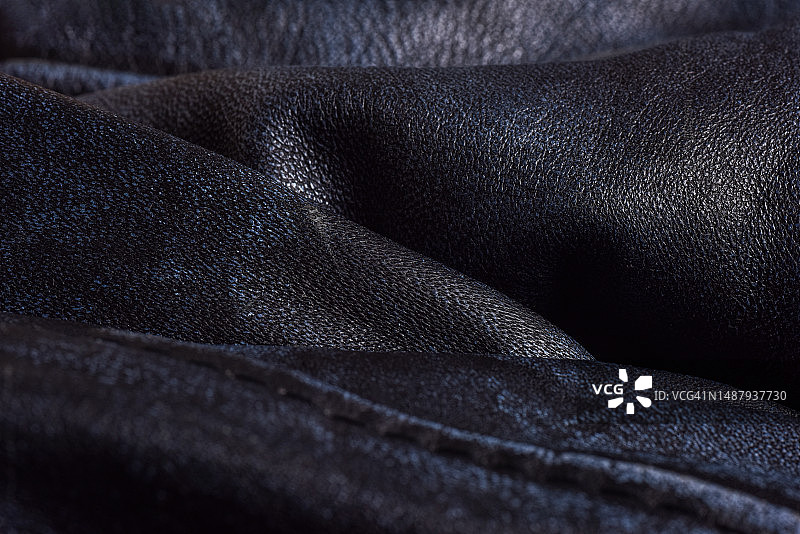 旧皮夹克的褶皱图片素材