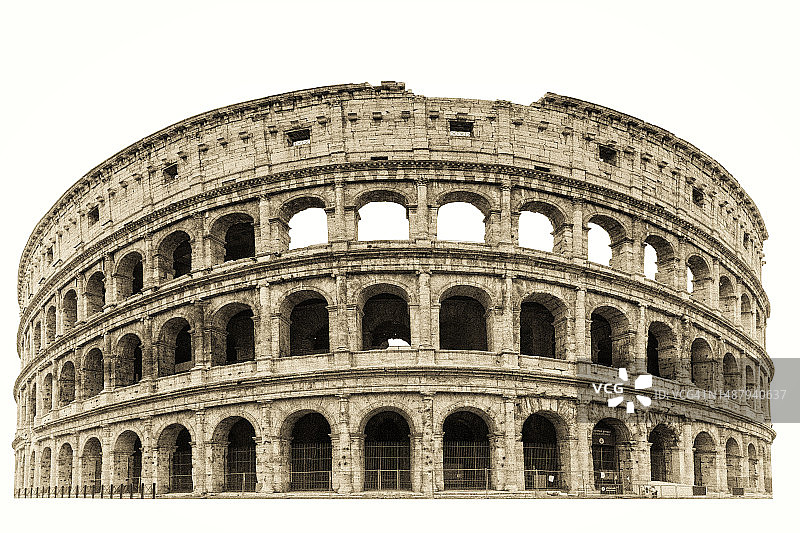 白色背景下的古罗马竞技场（意大利罗马）图片素材