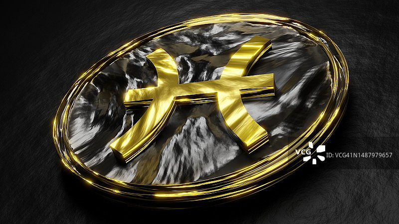 双鱼座星座符号（通用硬币）图片素材