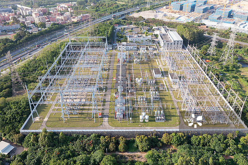 城市变电站鸟瞰图图片素材