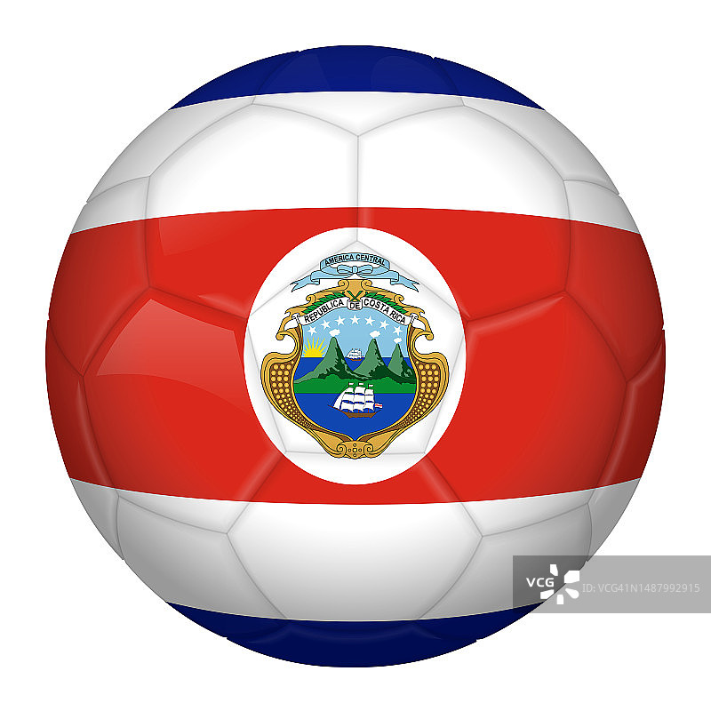带有哥斯达黎加国旗的足球图标，用于锦标赛图片素材