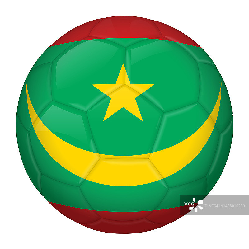 带有毛里塔尼亚国旗的足球图标，用于锦标赛图片素材
