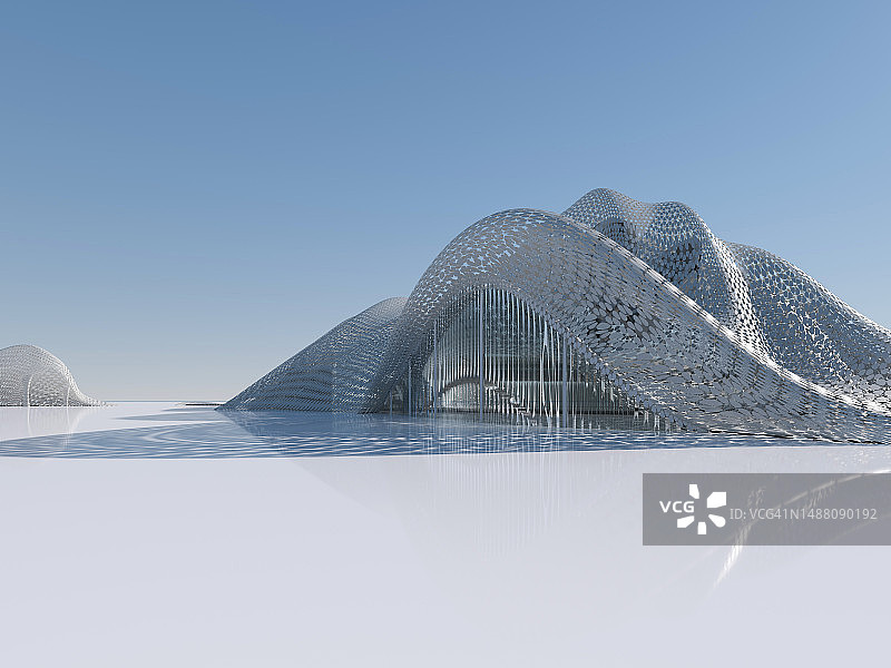 抽象的混凝土建筑背景。三维渲染图片素材