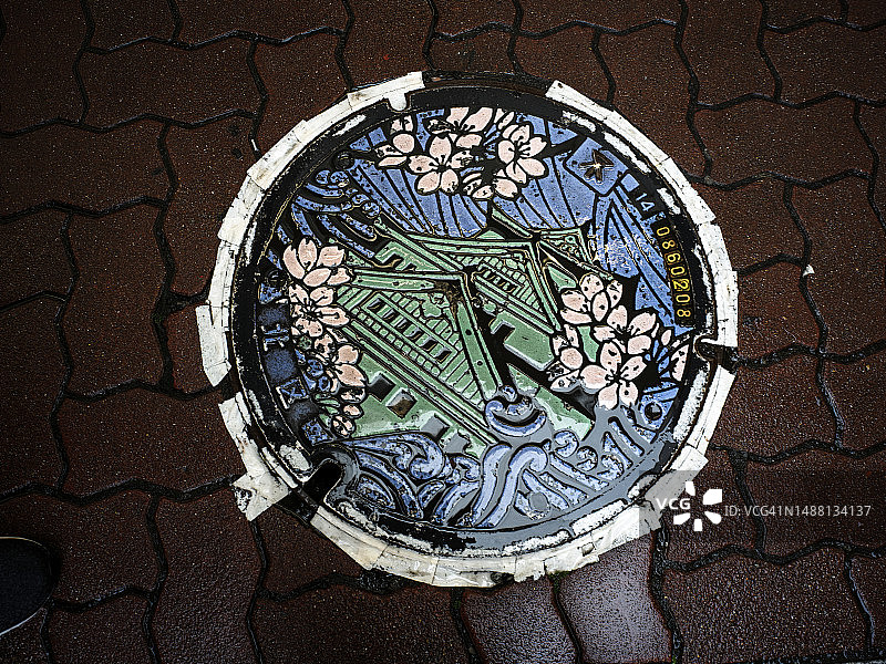 井盖的俯视角度照片图片素材