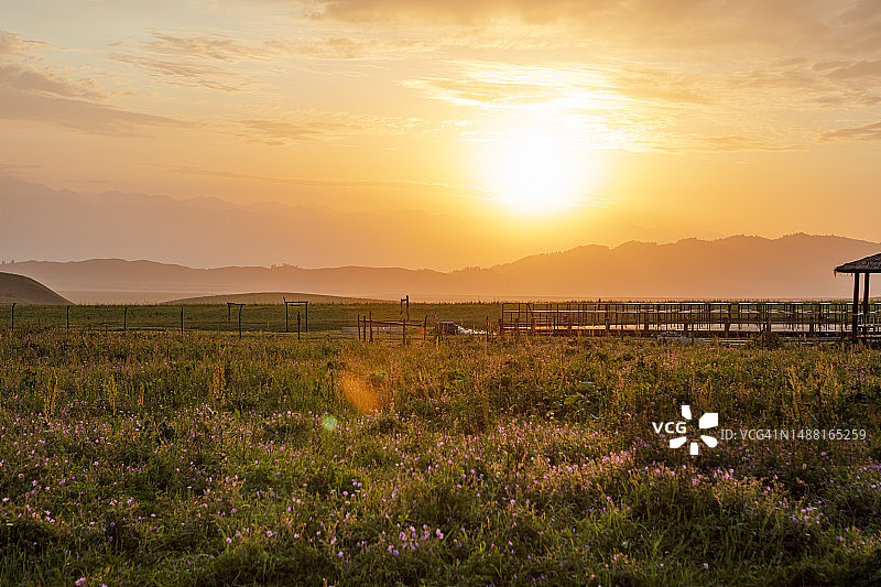 日落时分的草原图片素材