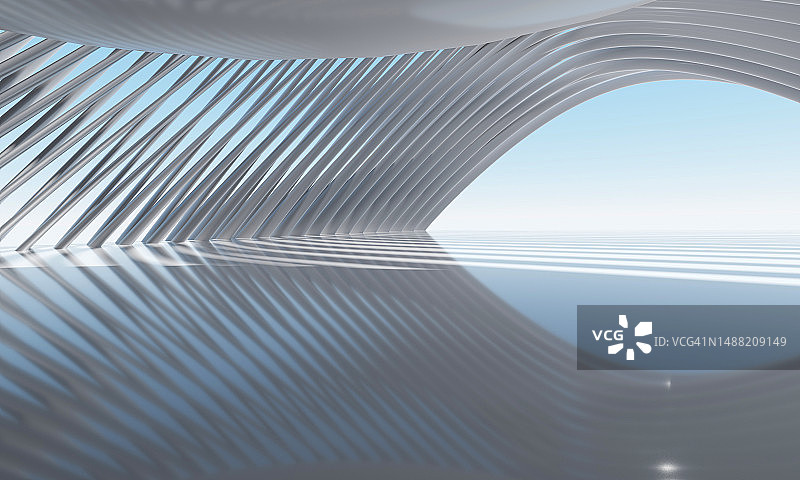 抽象的混凝土建筑背景。三维渲染图片素材