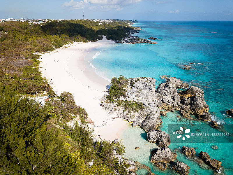 百慕大马蹄湾海滩航拍图片素材