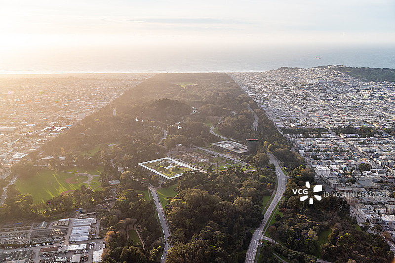 金门公园加州科学院航拍图片素材