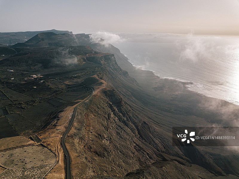 海边空旷长路航拍景观图片素材