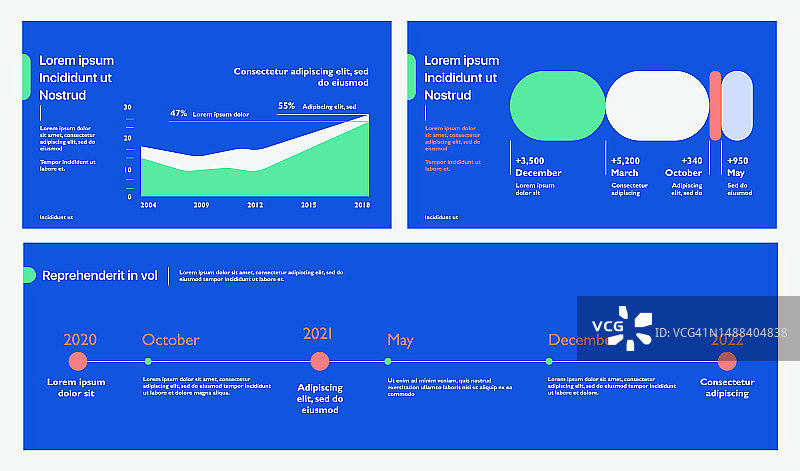 带有信息图表元素的演示模板幻灯片图片素材