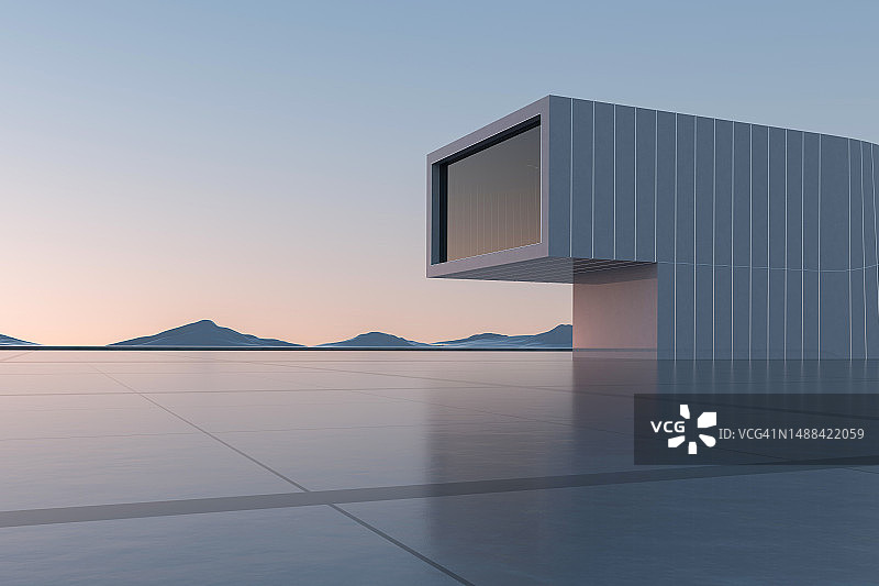 空旷的广场前的现代建筑图片素材