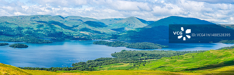 从罗蒙湖看苏格兰全景图片素材