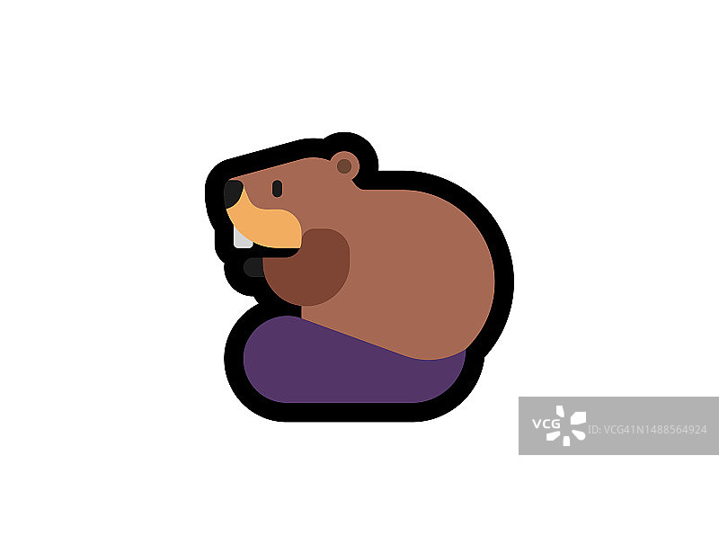 海狸矢量图标、表情插画。 孤立的海狸动物矢量表情符号图片素材