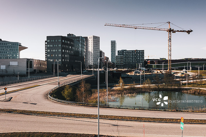 建设中的新兴都市区航拍图片素材